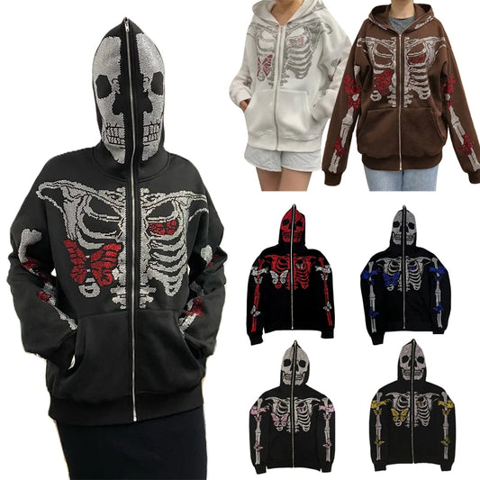 Rhinestone Butterfly Skeleton Hoodie