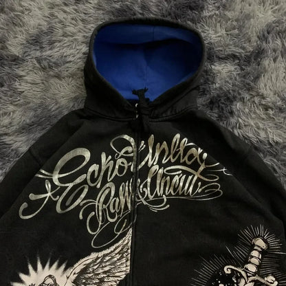 Oversized Skull Pattern Printed Hoodie