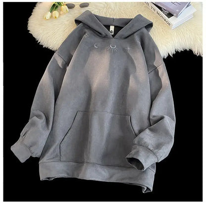 Winter Star Badge Chic Embroidery  Hoodie