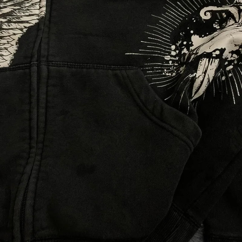 Oversized Skull Pattern Printed Hoodie