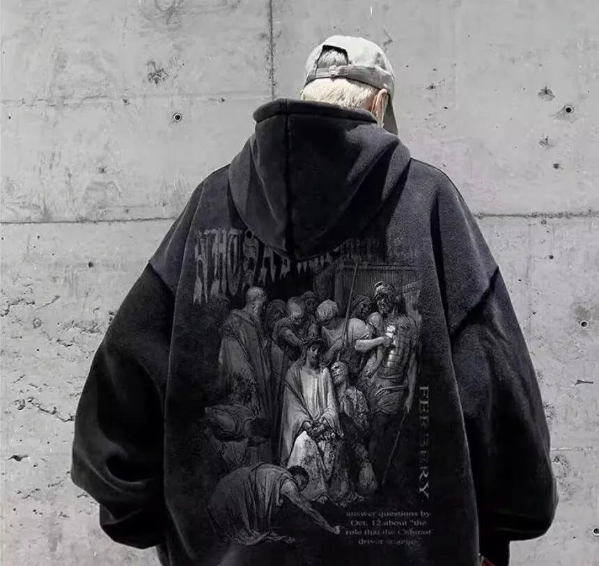 Hiphop Men's Oversized Unisex Thermal Sweatshirts