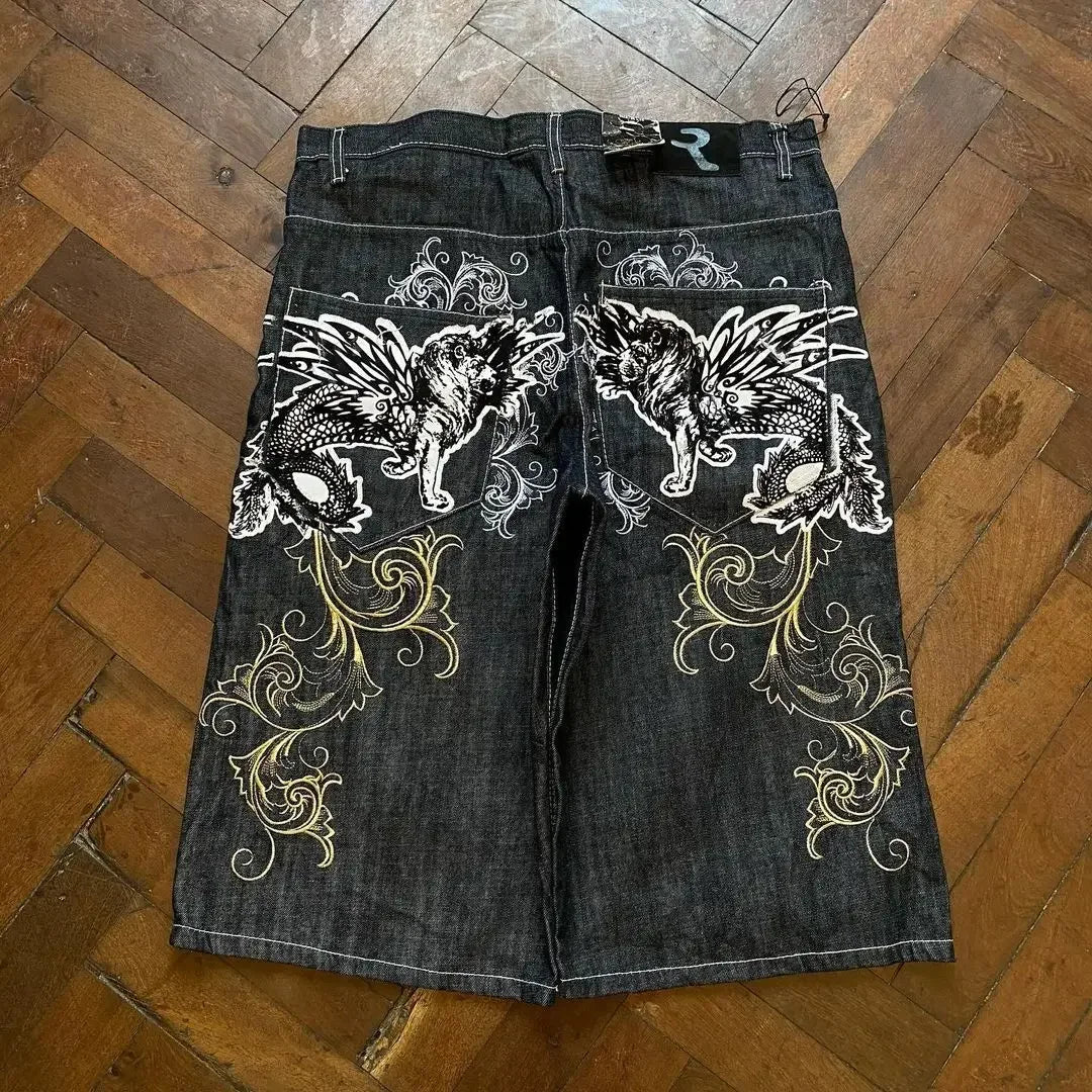 Streetwear Grraphic Denim Shorts