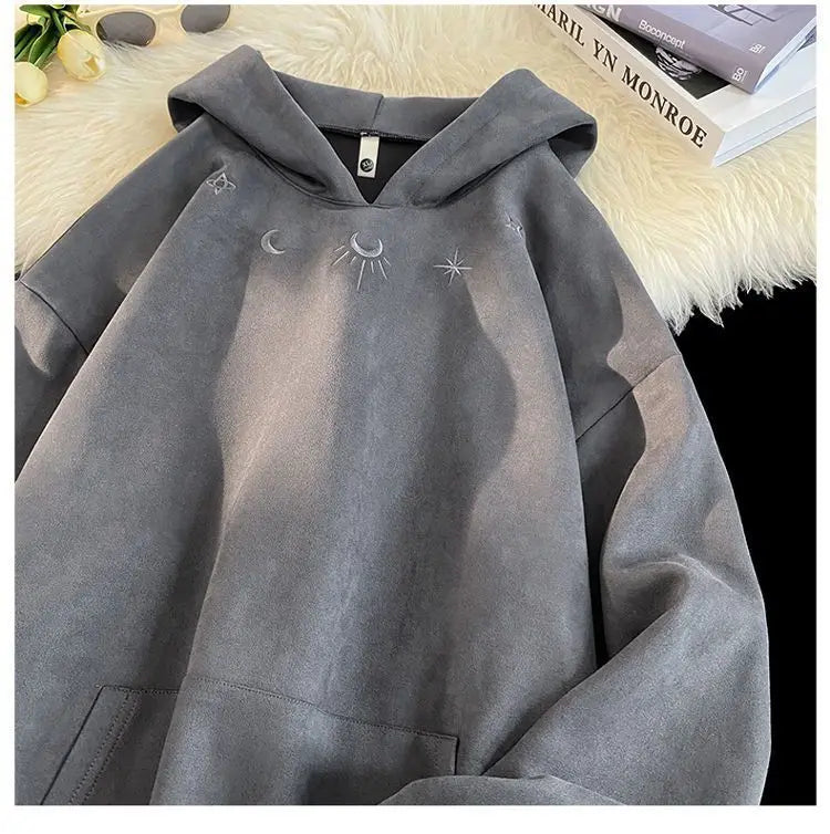 Winter Star Badge Chic Embroidery  Hoodie