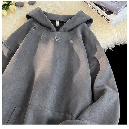 Winter Star Badge Chic Embroidery  Hoodie