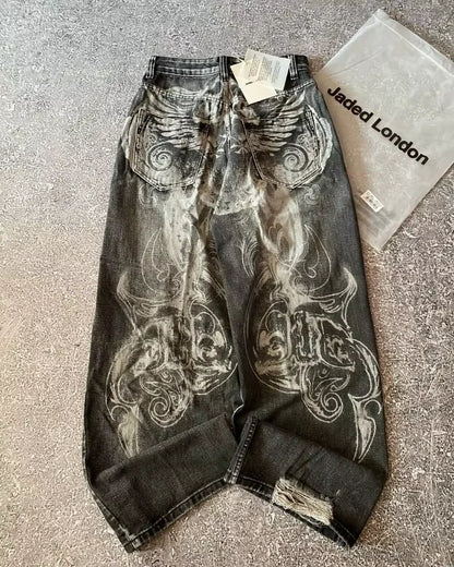Embroidered Loose High-Waist Jeans