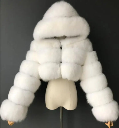 Imitation Fox Fur Long Sleeve Fur Coat