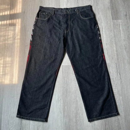 Letter Embroidery Pattern Jeans