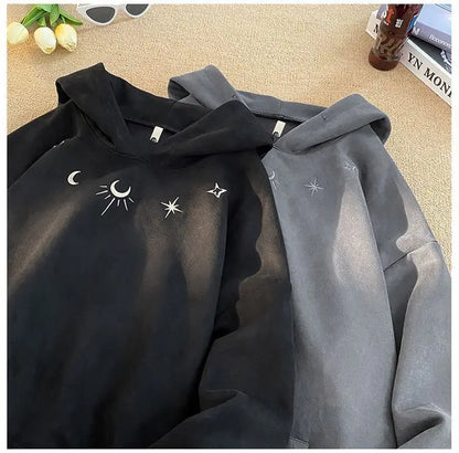 Winter Star Badge Chic Embroidery  Hoodie