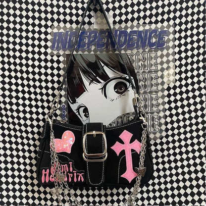 Y2K Black And Pink Shoulder Bag