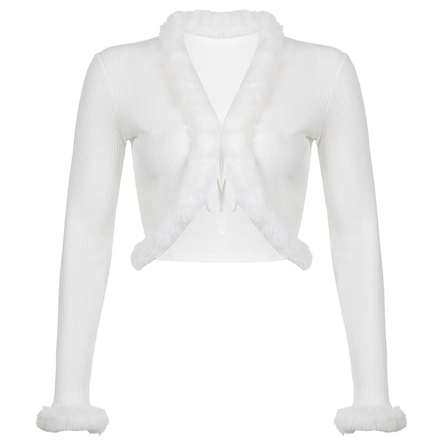 Women's Cropped Knitted Long Sleeve Cardigan Tops