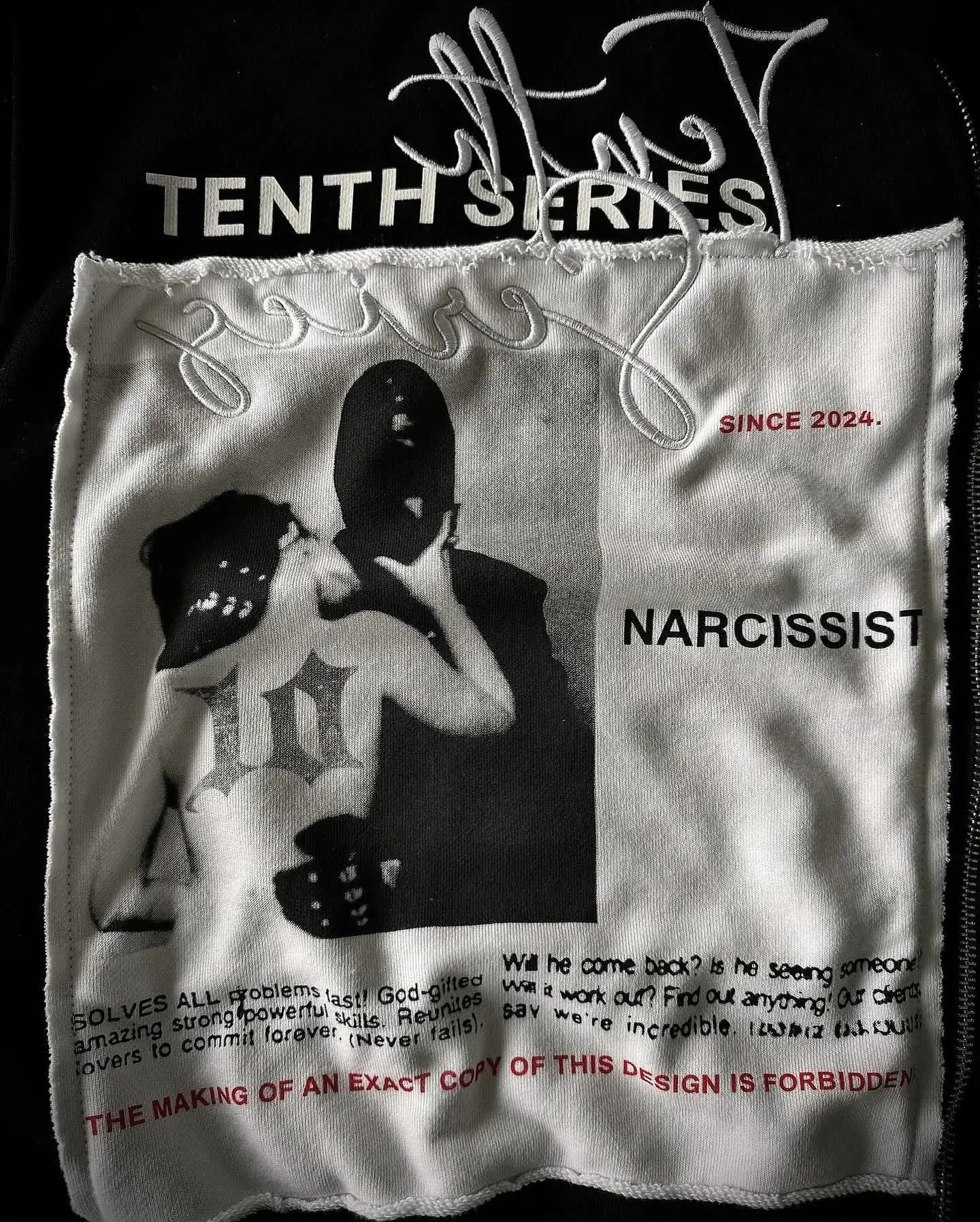 NARCISSIST Black Gothic Zip Up Hoodies