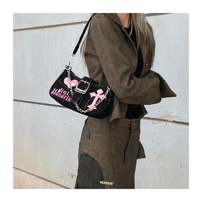 Y2K Black And Pink Shoulder Bag