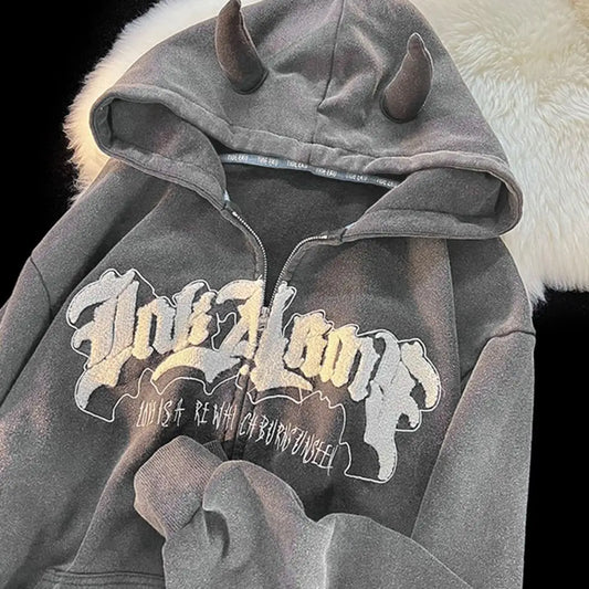 Devil Horns Hoodies Zip Up