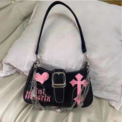 Y2K Black And Pink Shoulder Bag
