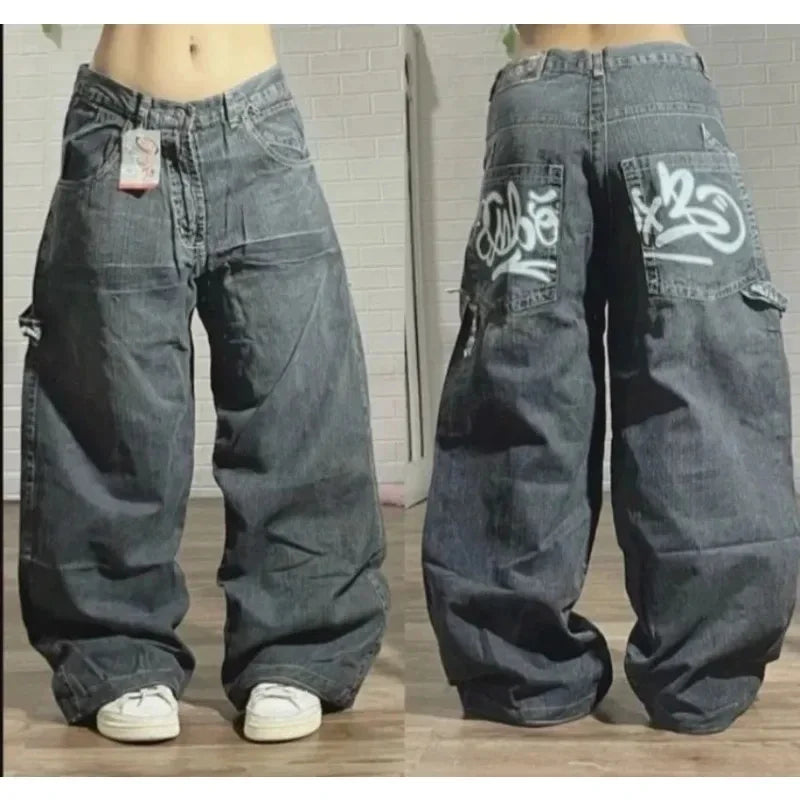 Letter Embroidery Pattern Jeans