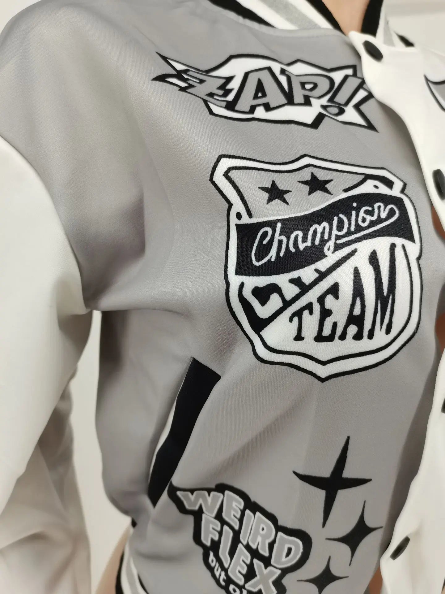 LW Baseball Collar Letter Print Varsity Jacket