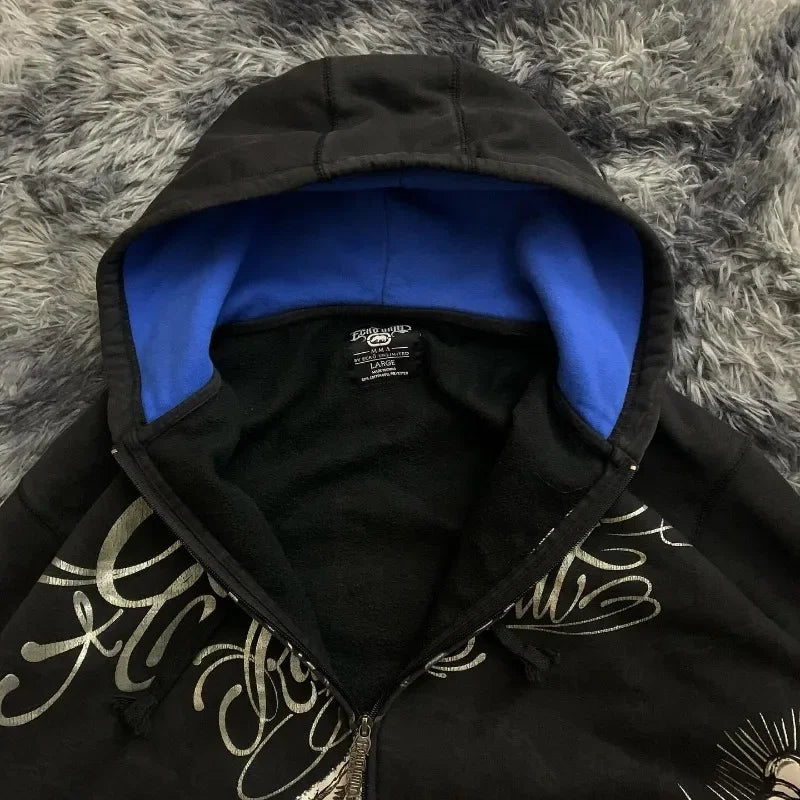 Oversized Skull Pattern Printed Hoodie