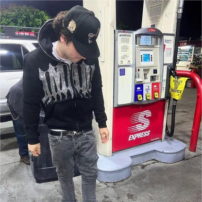 Y2K Unisex Rhinestone Full Face Zipper Hoodies