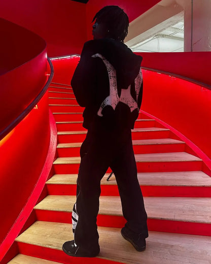 NARCISSIST Black Gothic Zip Up Hoodies