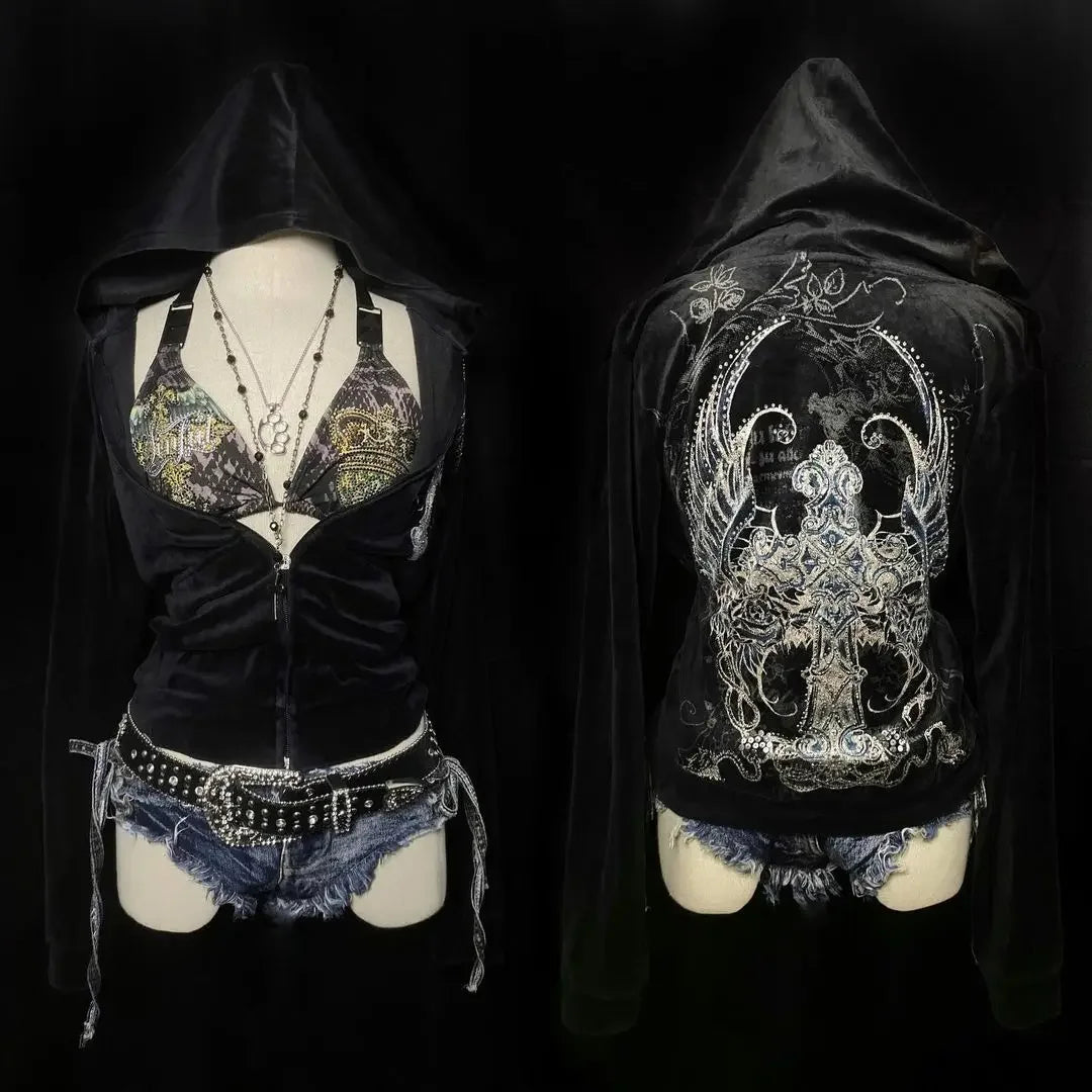 Retro Fur Hoodie Streetwear Y2K