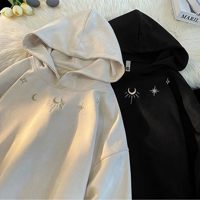 Winter Star Badge Chic Embroidery  Hoodie