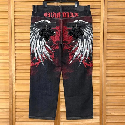 Letter Embroidery Pattern Jeans