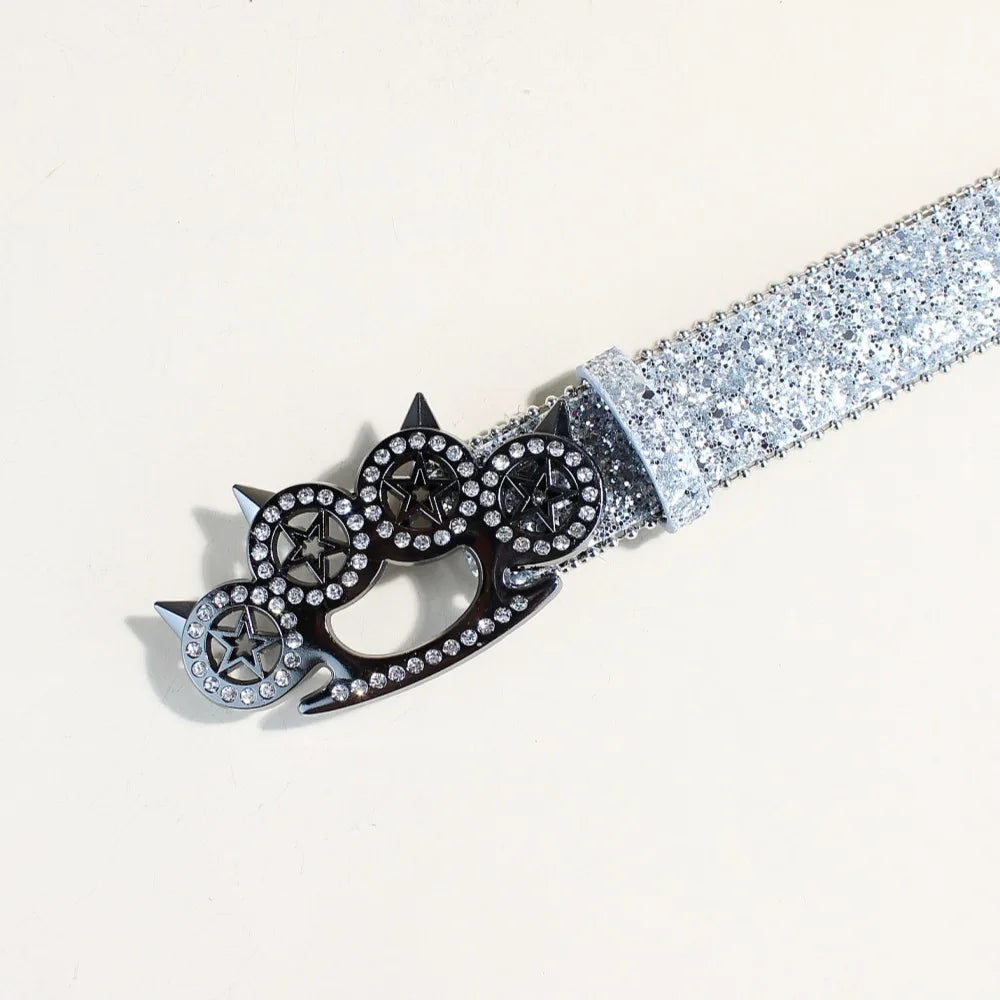 Brass Knuckle Rhinestone Belts