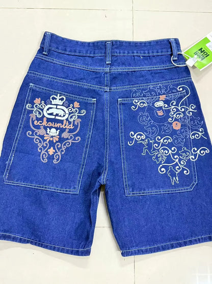 Streetwear Grraphic Denim Shorts