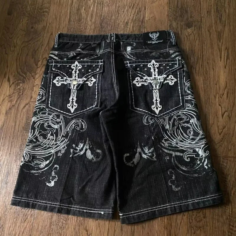 Streetwear Grraphic Denim Shorts