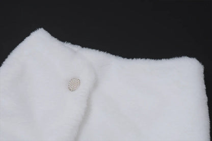Candyhot Faux Fur Long Sleeve Cardigan and Mini Skirt Y2K 2 Pieces Set