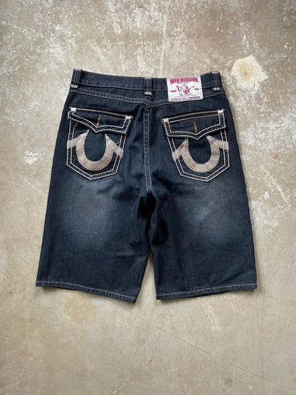 High-end new embroidered denim shorts