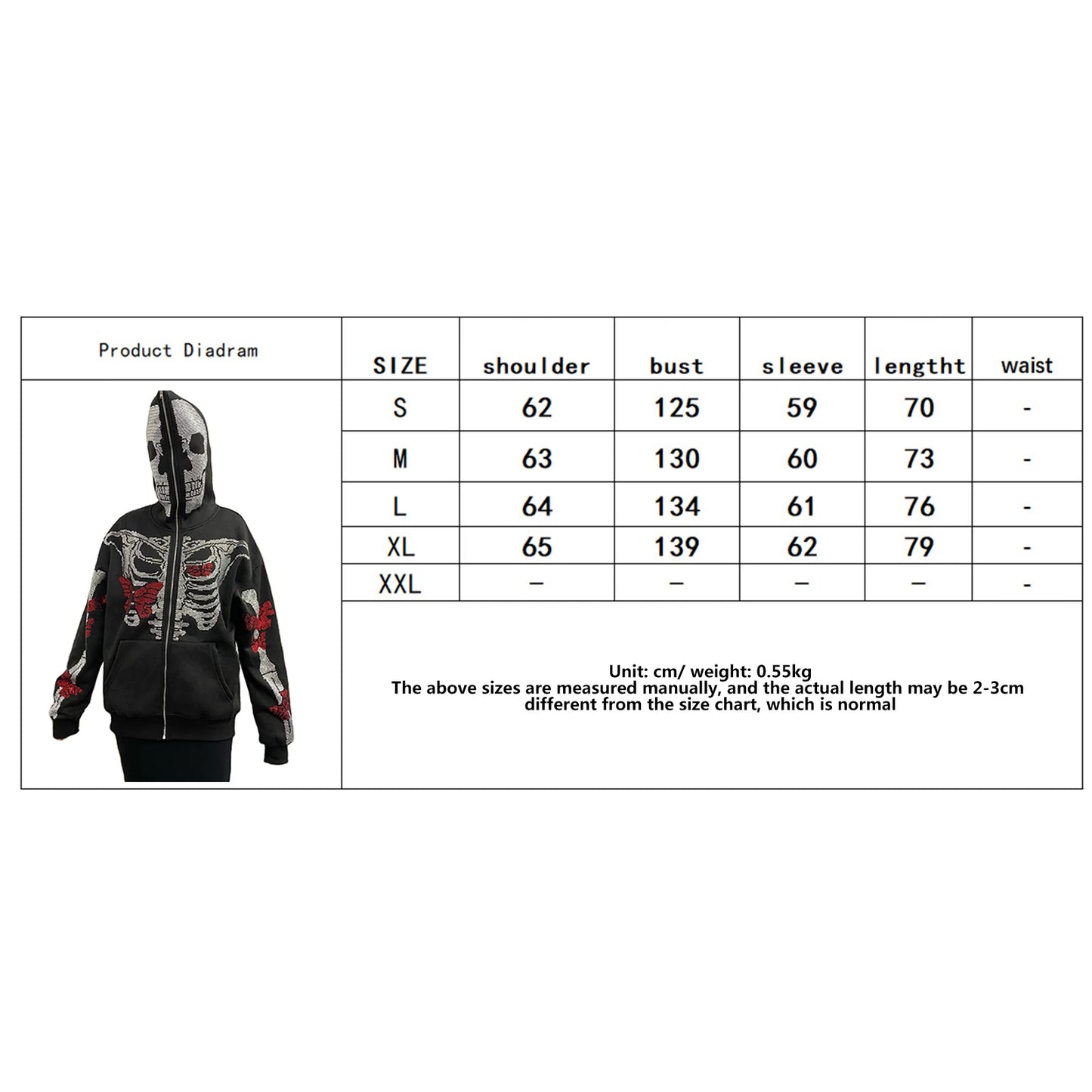 Rhinestone Butterfly Skeleton Hoodie