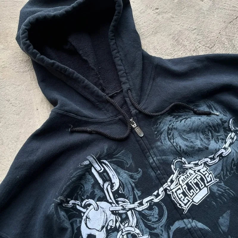 Oversized Skull Print Hoodie