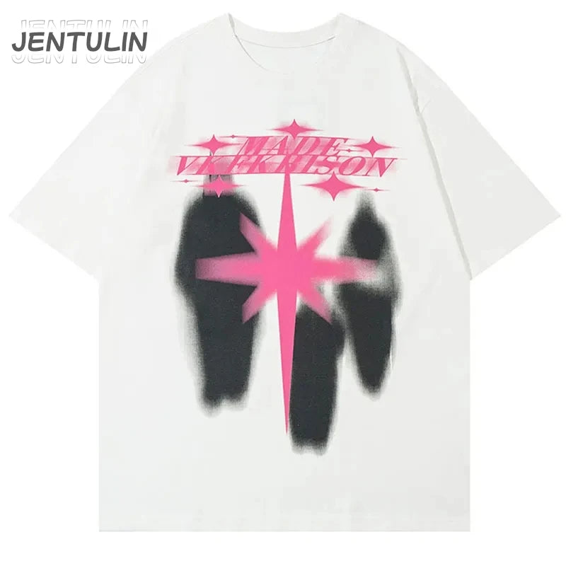 Oversized Streetwear Star Shadow Graphic T-Shirt