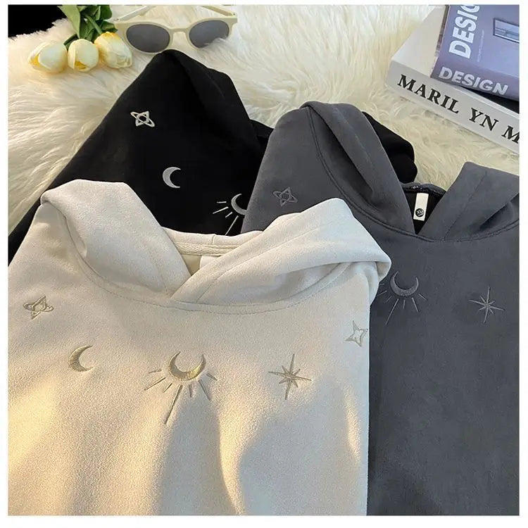 Winter Star Badge Chic Embroidery  Hoodie