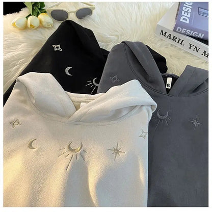 Winter Star Badge Chic Embroidery  Hoodie