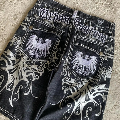 Streetwear Grraphic Denim Shorts