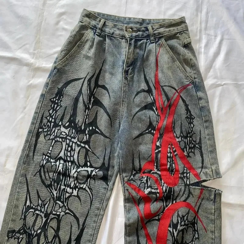 Punk Streetwear Baggy High Waist Jeans