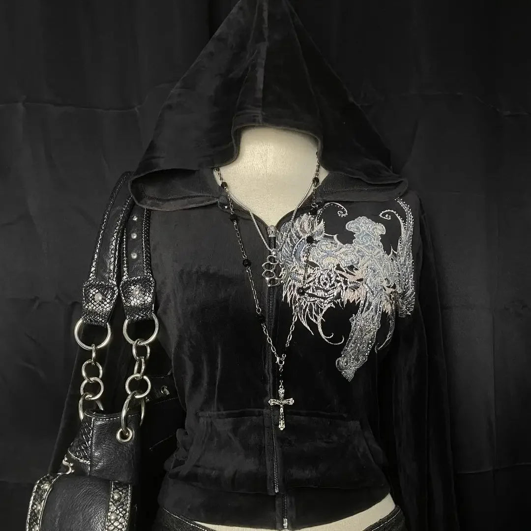Retro Fur Hoodie Streetwear Y2K