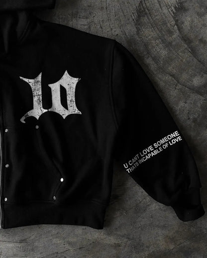 NARCISSIST Black Gothic Zip Up Hoodies