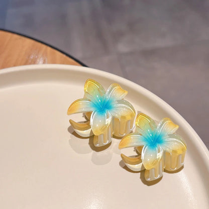 2Pcs Hawaiian Flowers Gradient Hair Clips