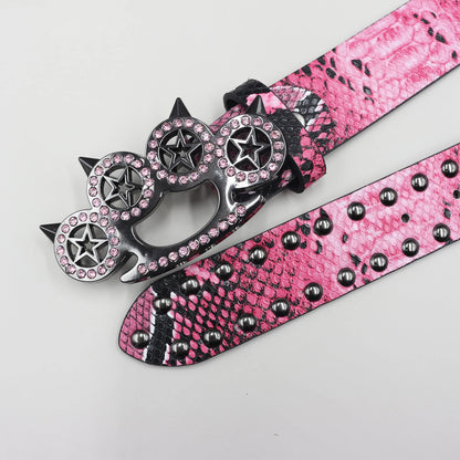Brass knuckle Leather Belt