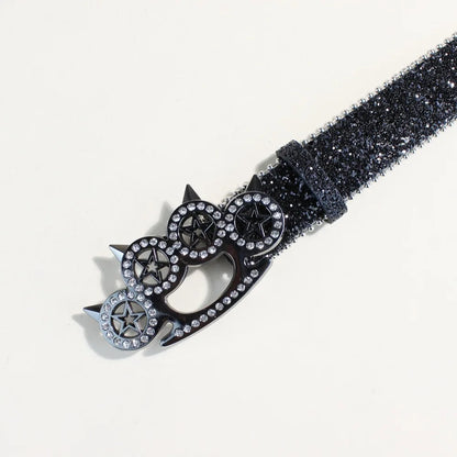 Brass Knuckle Rhinestone Belts