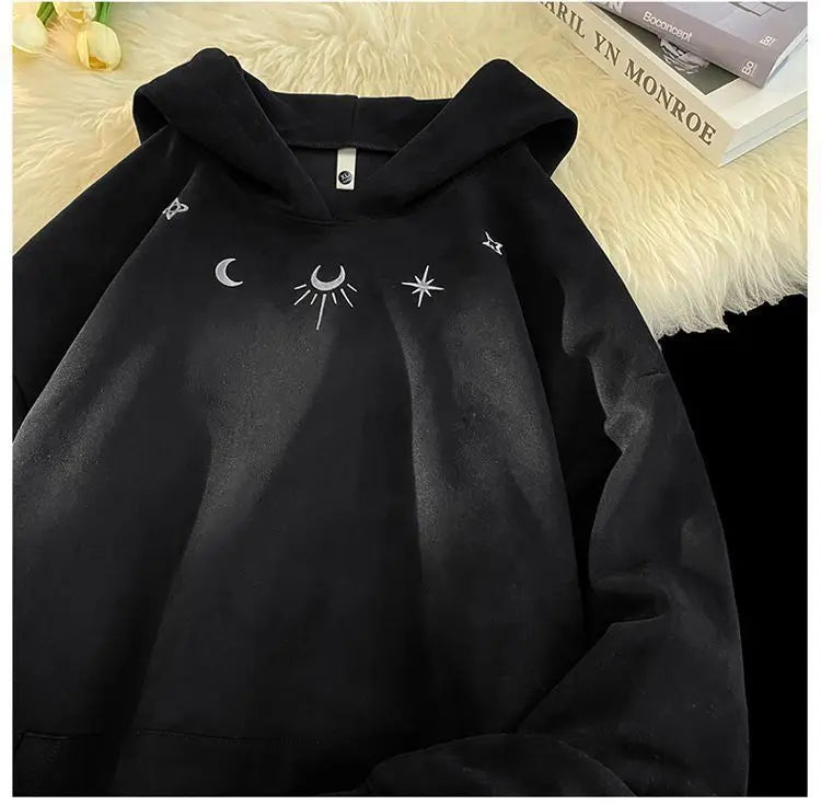 Winter Star Badge Chic Embroidery  Hoodie