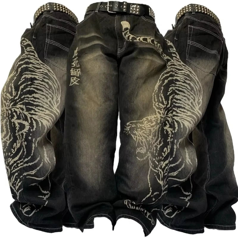 Letter Embroidery Pattern Jeans