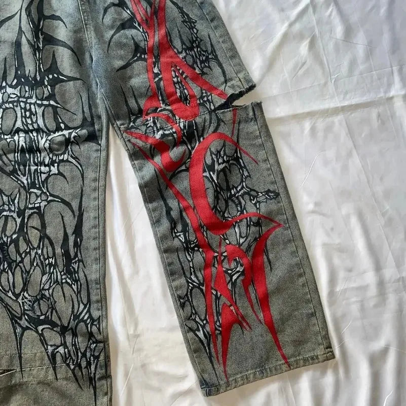 Punk Streetwear Baggy High Waist Jeans