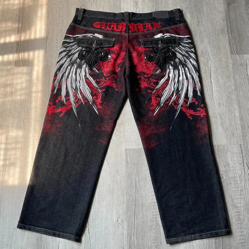 Letter Embroidery Pattern Jeans