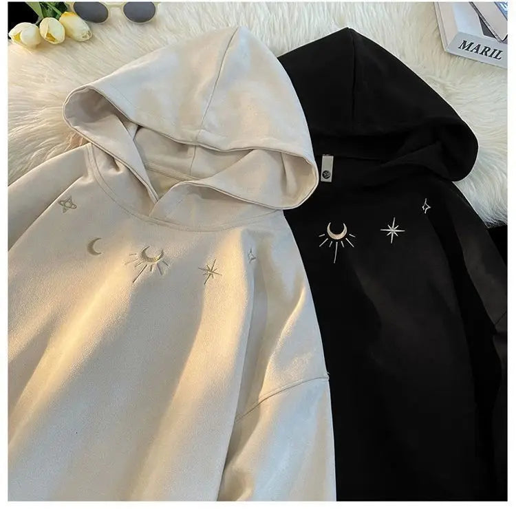 Winter Star Badge Chic Embroidery  Hoodie