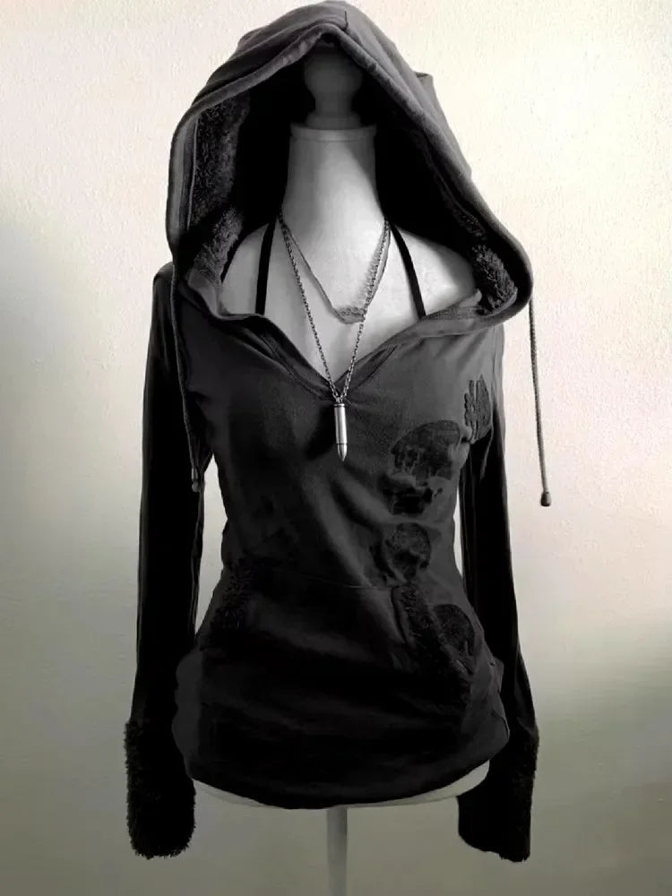 Retro Fur Hoodie Streetwear Y2K