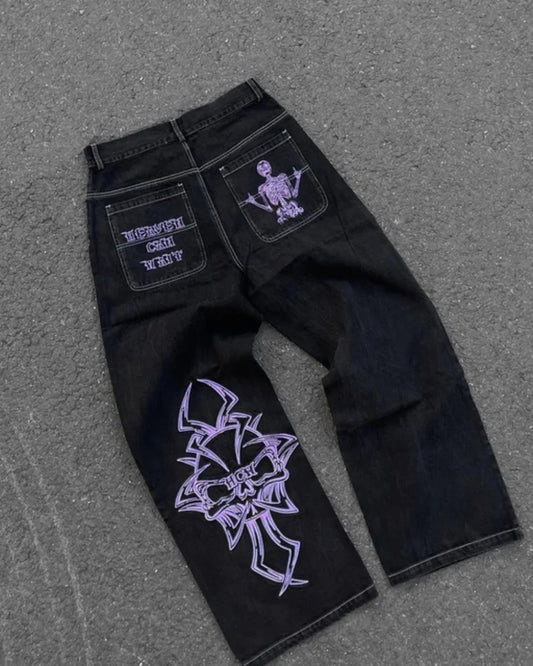 High Waist Graphic Streetwear Jeans